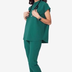 FIGS Rafaela hunter green scrub top